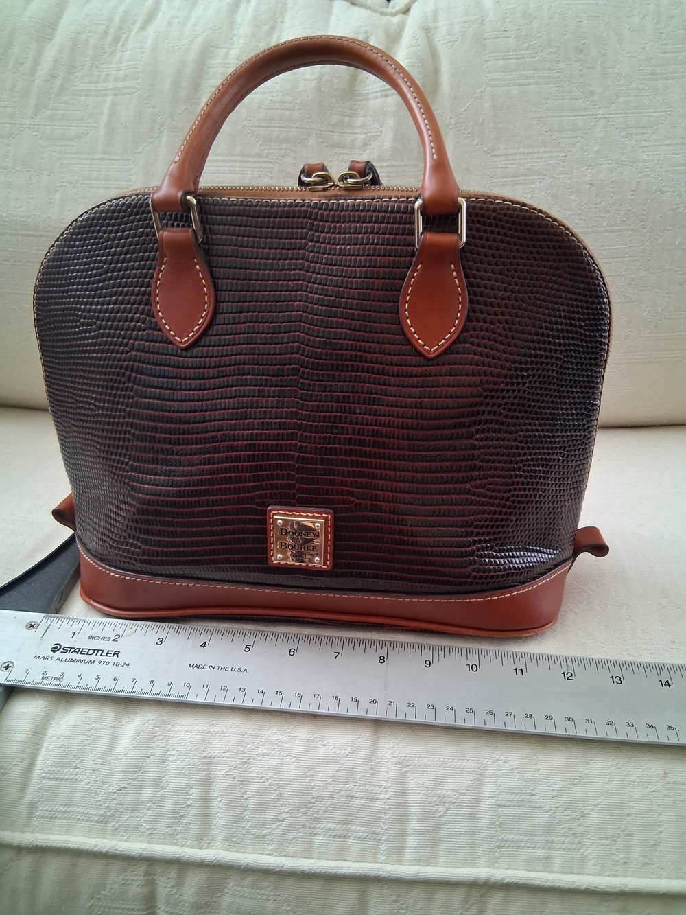 Dooney & Bourke Brown Lizard-Embossed Satchel